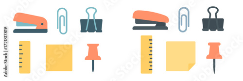 Office supplies on a table depicting a variety of stationery items for organization and productivity in a workspace