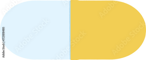 A twotoned capsule half light blue and half yellow