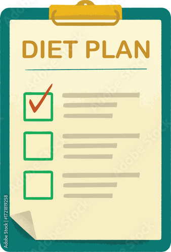 Clipboard with diet plan and checklist