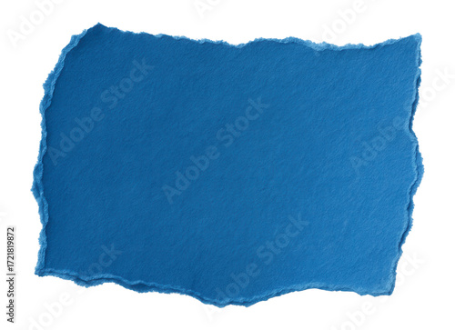 Blue torn paper piece.