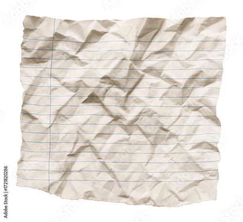 Ripped, creased, and crumpled lined paper with torn edges.