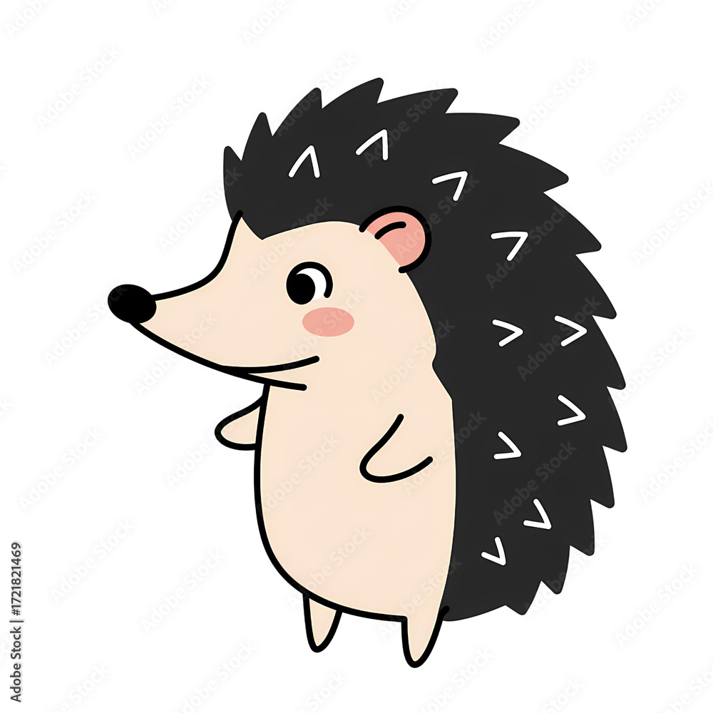 Fototapeta premium Cute cartoon hedgehog standing with a friendly expression 
