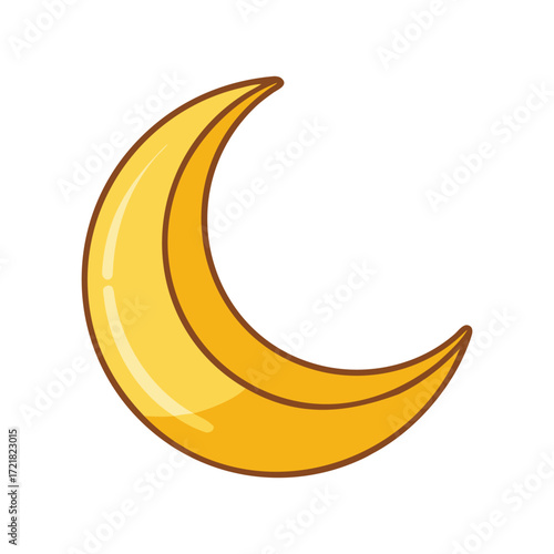 Golden crescent moon symbol for islamic celebrations and celestial wonder