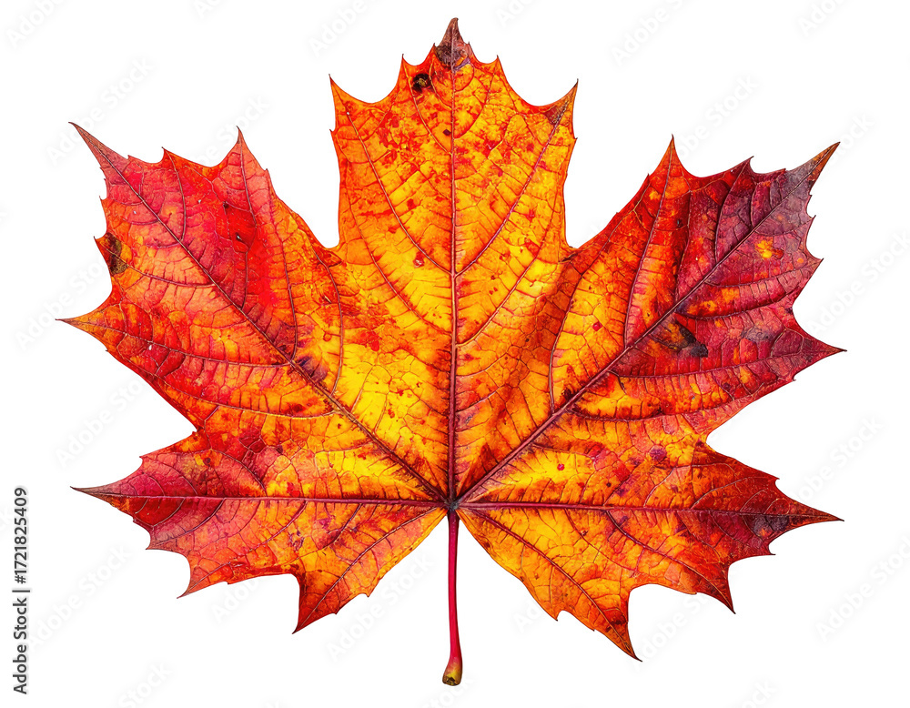 Naklejka premium Autumn maple leaf against black background