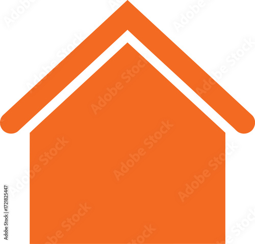 Simple orange house icon illustration with a gabled roof design