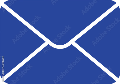 Simple blue envelope icon with a white angled cross design clearly shown
