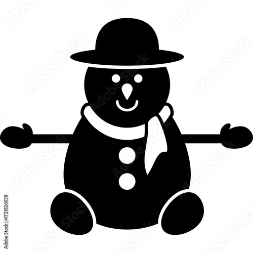 Snowman. Winter sketch illustration in vector format