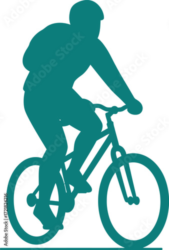 Silhouette of a cyclist riding a mountain bike outdoors