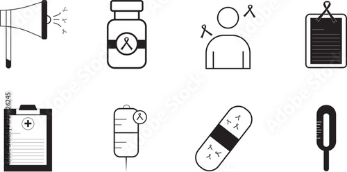 Healthcare Awareness Icons with Medical Support Symbols