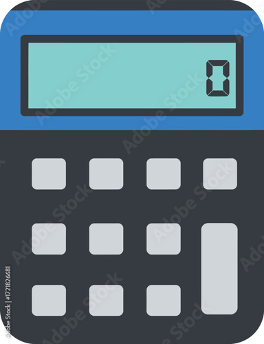 Simple digital calculator icon with a blank display flat design style