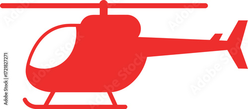 A simple red helicopter illustration with rotor blades and tail visible