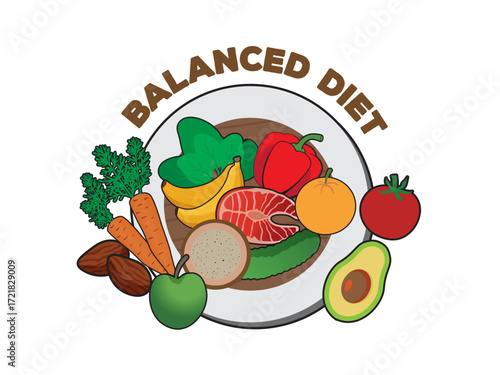 balanced diet food health illustration lifestyle