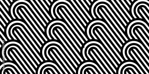 Seamless pattern with twisted lines, vector linear tiling background, stripy weaving, optical maze, twisted stripes.
