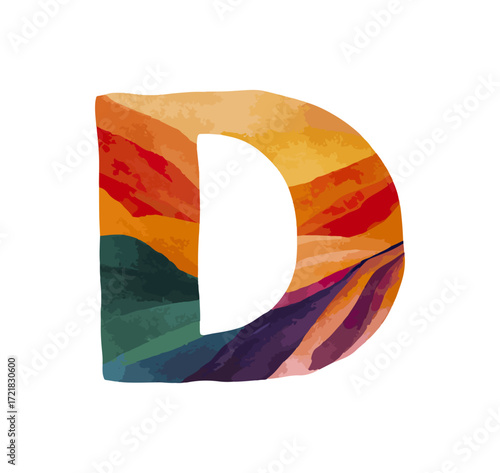 Abstract colorful letter d design graphic