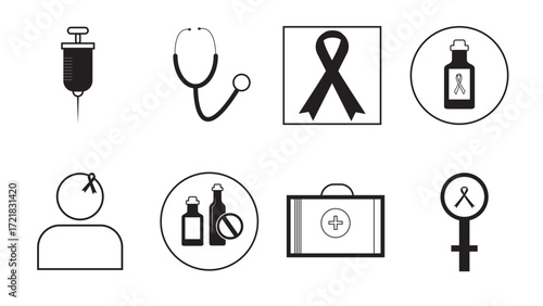 Medical Awareness Icons for Health Support and Public Advocacy