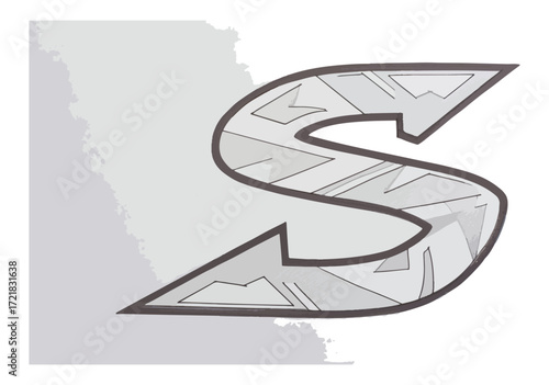 Ornate gray capital letter s