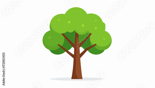 Simple Cartoon Tree Illustration A Flat Vector Depiction of a Green Tree with Brown Trunk, Ideal for Nature and Design