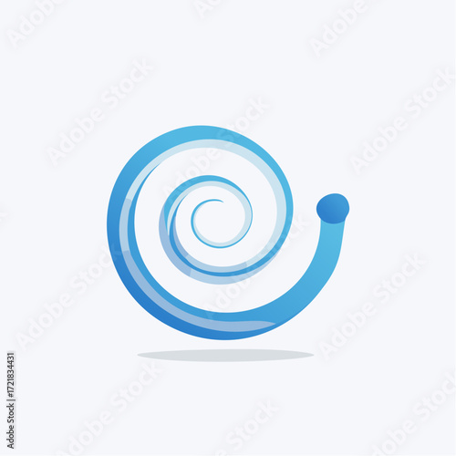 A swirling blue gradient abstract design representing connectivity and fluid motion on white background