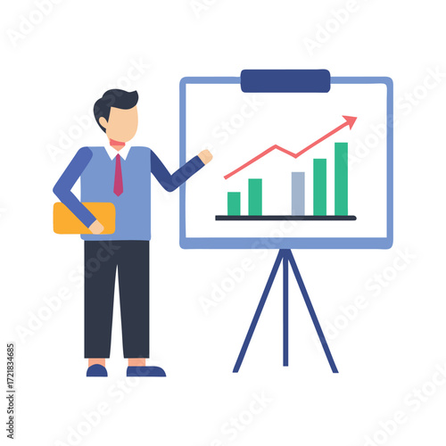 Business professional presents upward trend growth chart during meeting