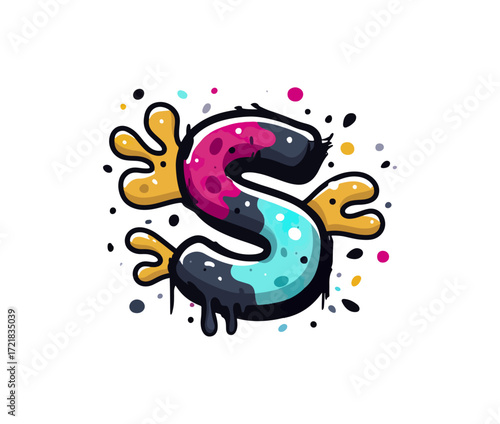 Colorful graffiti style letter s