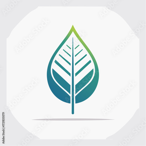A Vibrant, Stylized Leaf Symbolizing Growth, Nature, and Organic Concepts with Gradient