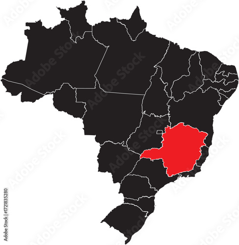 Minas Gerais State Highlighted on Brazil Map