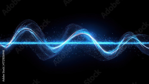 A mesmerizing display of swirling, vibrant blue energy waves against a stark black backdrop.