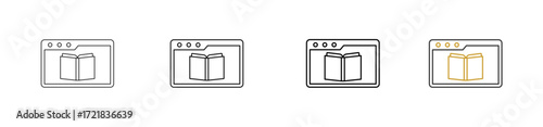 Learning platform icon set outline style with various sizes