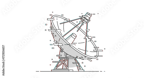 Diagram of a large satellite dish antenna with labeled parts.