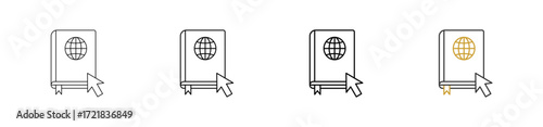 Online course icon set outline style with various sizes