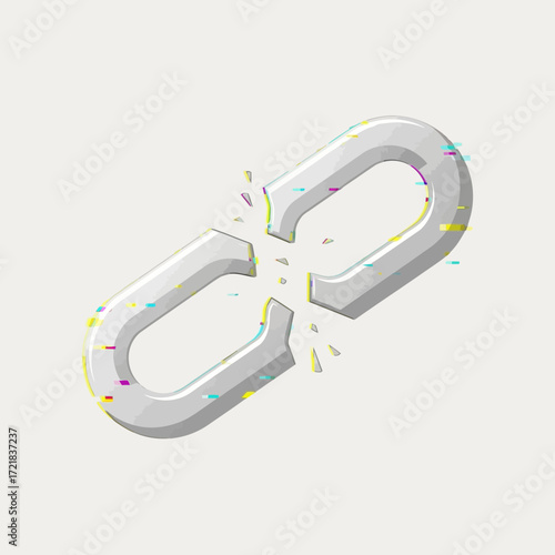 Broken chain link symbol on a light background