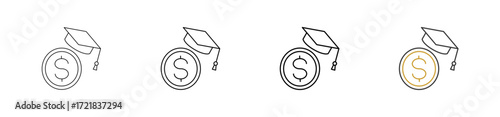Tuition icon set outline style with various sizes