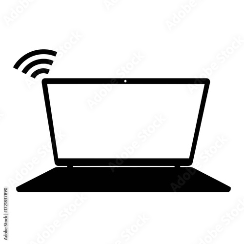 Laptop with wi fi signal icon