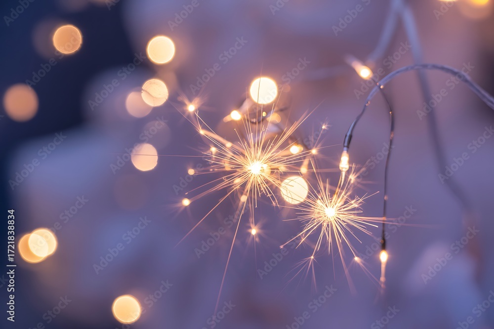 Obraz premium Sparkling fairy lights against a soft blurred dreamy background bokeh