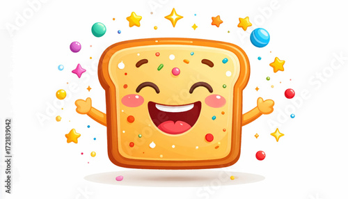 Happy Toast Character Illustration Fun, Cute, and Delicious!