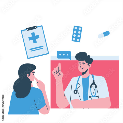 online medical consultation between doctor and patient illustration