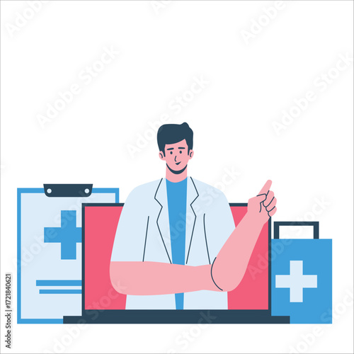 doctor providing medical advice during online consultation illustration