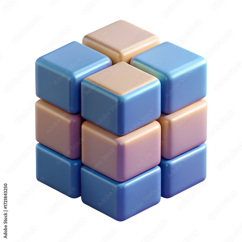 Obraz premium Voxel Cube 3D Icon
