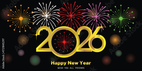 Happy New Year 2026 background  with vector illustration 