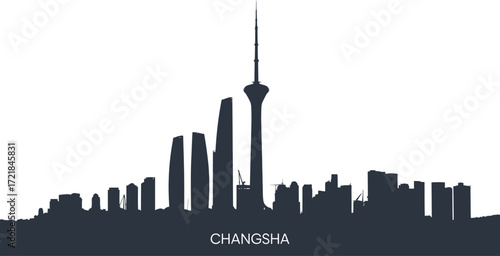 Changsha Skyline Silhouette Vector Illustration Urban Landscape Cityscape Architecture