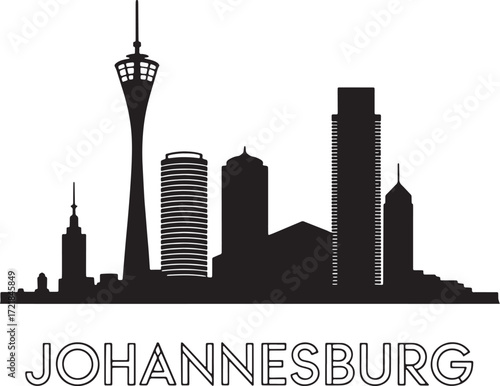 Johannesburg Skyline Silhouette Vector Illustration Urban Landscape Cityscape Architecture