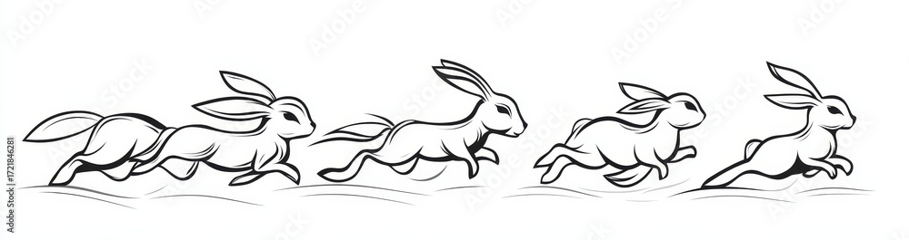 Obraz premium Rabbit one line drawing. Year of the Rabbit. Hare continuous one line illustration. Modern illustration