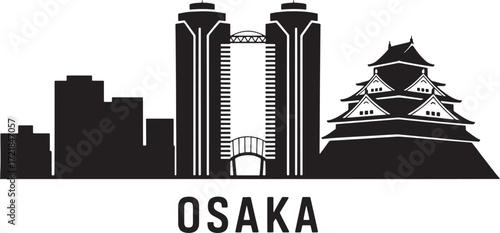 Osaka Cityscape Silhouette Vector Illustration A Modern Skyline Depiction of Urban Architecture