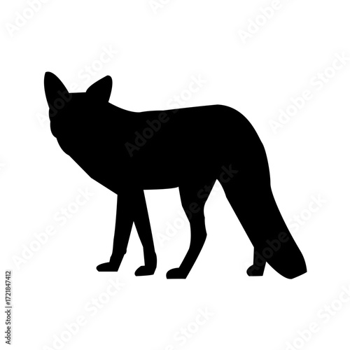 A simple, impactful silhouette of a fox, perfect for use in logos, web design, or print media.