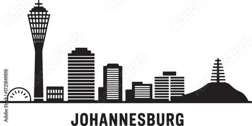 Johannesburg Skyline Silhouette Vector Illustration with Modern Architecture and Urban Landscape Design