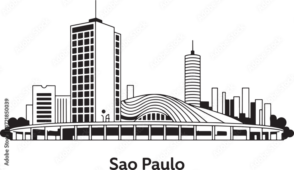 Obraz premium Sao Paulo Skyline Silhouette Vector Illustration with Modern Architecture and Urban Landscape Design