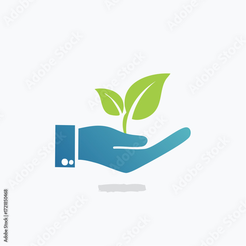 Conceptual illustration showing a hand cradling a growing sprout, representing growth