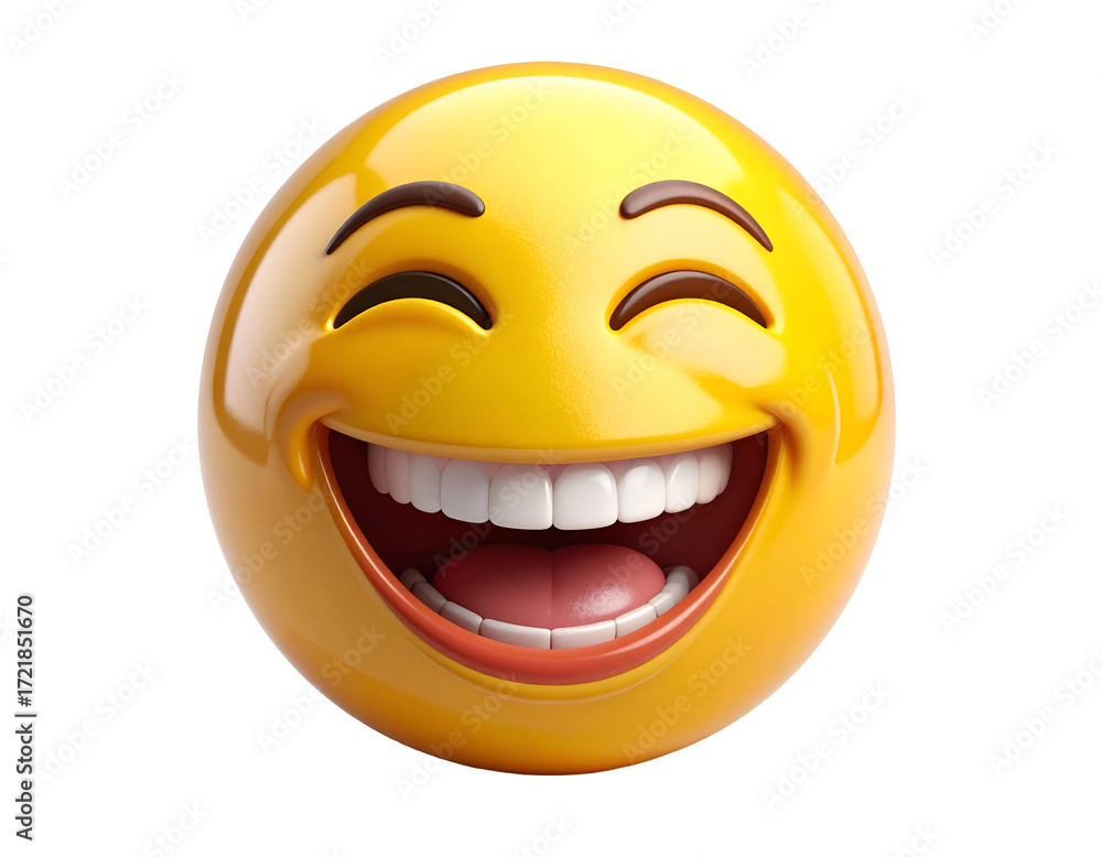 Fototapeta premium A vibrant and cheerful smiling emoji with bright eyes and a wide grin, radiating happiness and joy.