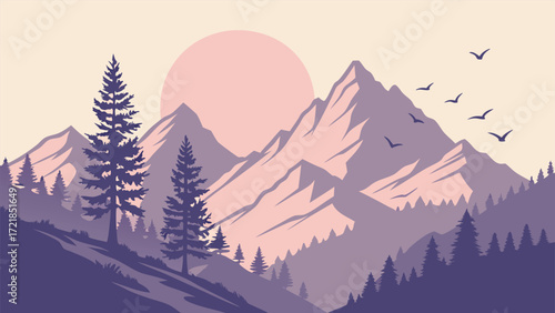 Stunning mountain landscape at sunrise, evoking peace and tranquility. Perfect for travel blogs, nature themes, and outdoor adventure promotions!