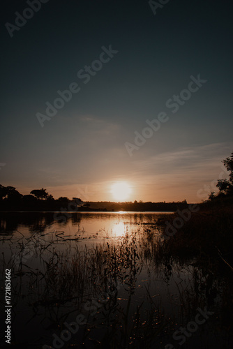 Scenic Sunset View Over Lake